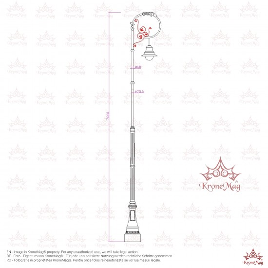 Közvilágítási Öntöttvas Kandeláber K1H1-KL1