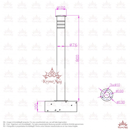 Öntöttvas-Acél Térelhatároló,Poller DEL-4F