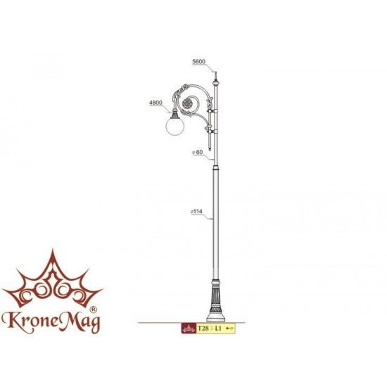 Közvilágítási Öntöttvas Kandeláber T28-L1